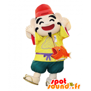 Maskot muž s tričkem a červeném klobouku, Fukumimifuku. - MASFR26512 - Yuru-Chara japonské Maskoti