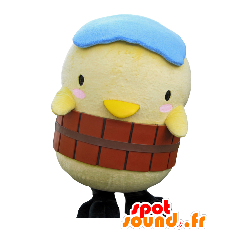 Mascot Tsupi, geel kuiken met een vat als band - MASFR26513 - Yuru-Chara Japanse Mascottes