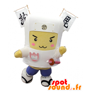 Mascot Kenshin, ninja branco e azul com um capacete grande - MASFR26514 - Yuru-Chara Mascotes japoneses