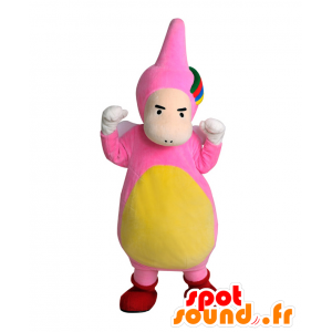 Mascot Mitoyon, roze en geel man met een regenboog - MASFR26516 - Yuru-Chara Japanse Mascottes