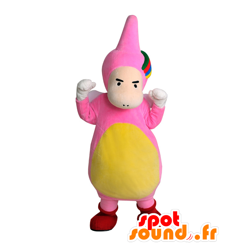 Mascot Mitoyon, rosa og gul mann med en regnbue - MASFR26516 - Yuru-Chara japanske Mascots