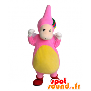 Mitoyon mascot, pink and yellow man with a rainbow - MASFR26516 - Yuru-Chara Japanese mascots