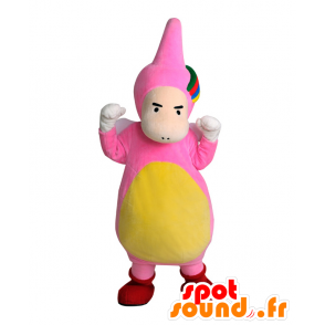 Mitoyon mascotte, l'uomo rosa e giallo con un arcobaleno - MASFR26516 - Yuru-Chara mascotte giapponese