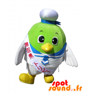 Toripi maskot, grøn fugl i sømandstøj - Spotsound maskot kostume
