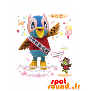 Kippi μασκότ, μπλε και ροζ κουκουβάγια Hyogo - MASFR26519 - Yuru-Χαρά ιαπωνική Μασκότ