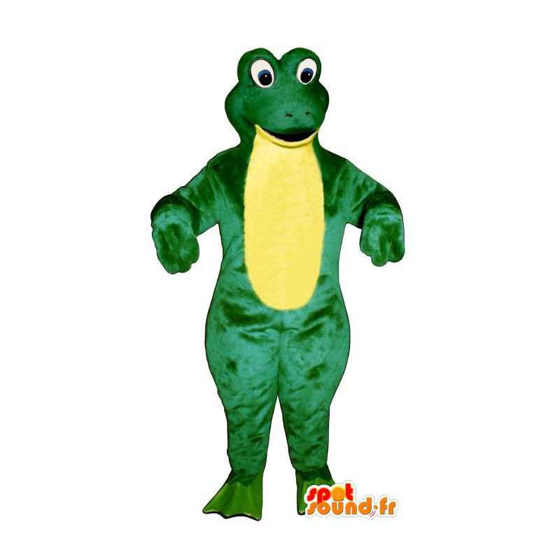 Mascot reuze kikker, groen en geel - MASFR006939 - Kikker Mascot