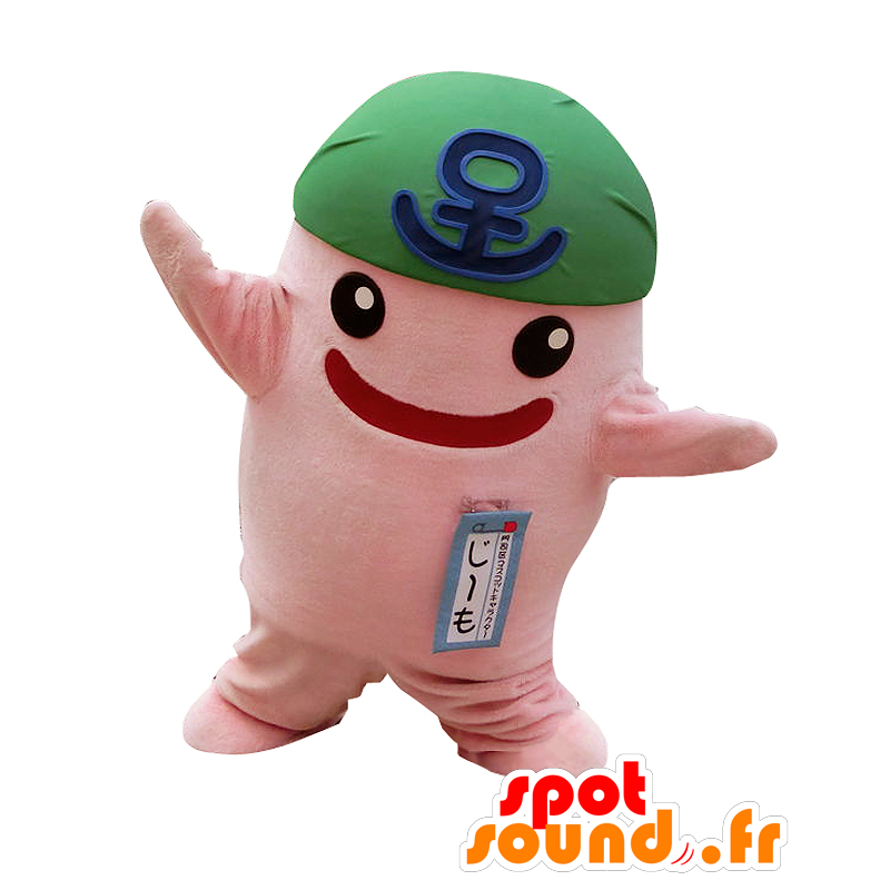 Mascotte de Gee Mokun, d'étoile de mer rose, avec un chapeau vert - MASFR26521 - Mascottes Yuru-Chara Japonaises