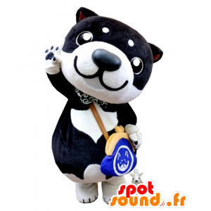 Mascot Shiba, svart og hvit hund med en veske - MASFR26524 - Yuru-Chara japanske Mascots