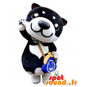 Shiba mascot, black and white dog with a handbag - MASFR26524 - Yuru-Chara Japanese mascots