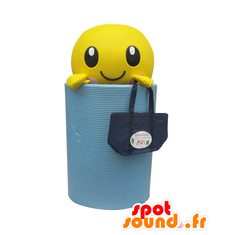 Giallo pupazzo mascotte nascosto dietro uno schermo - MASFR26526 - Yuru-Chara mascotte giapponese