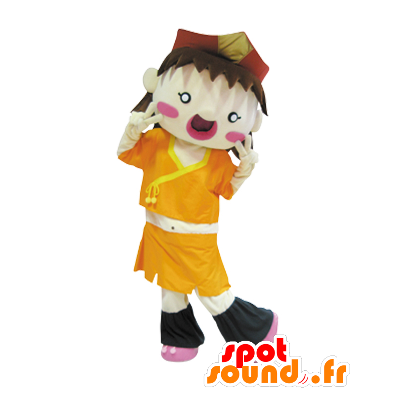 Mascotte de Haiku-chan, petit garçon, en tenue orange de Mie - MASFR26533 - Mascottes Yuru-Chara Japonaises