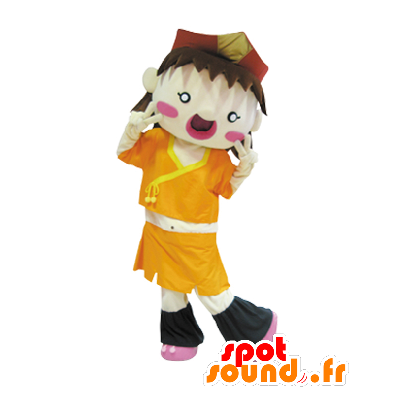 Haiku-chan maskot, liten gutt i oransje antrekk Mie - MASFR26533 - Yuru-Chara japanske Mascots