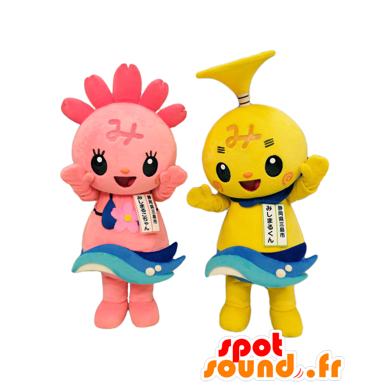 Mascotte Shizuoka Mishimaru piccolo mostro giallo e rosa - MASFR26534 - Yuru-Chara mascotte giapponese