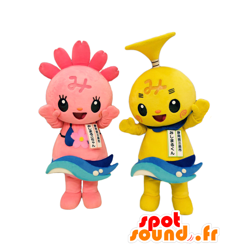 Mascot Shizuoka Mishimaru monstro pequeno amarelo e rosa - MASFR26534 - Yuru-Chara Mascotes japoneses