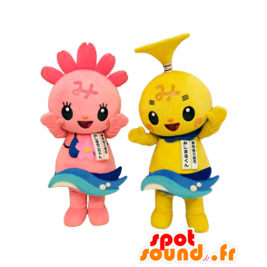 Mascot Shizuoka Mishimaru pieni keltainen ja pinkki hirviö - MASFR26534 - Mascottes Yuru-Chara Japonaises