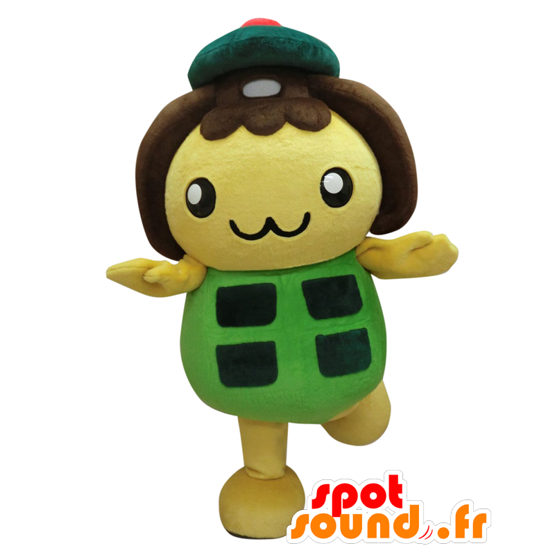 Mascot van Catan, groen en geel man uit de stad Yokohama - MASFR26537 - Yuru-Chara Japanse Mascottes