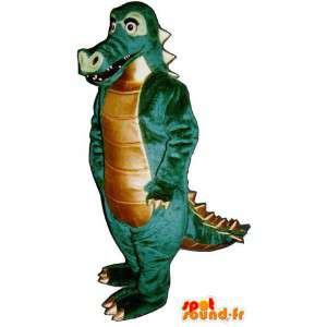 Grön och brun dinosaurie maskot. Dinosaurie kostym - Spotsound
