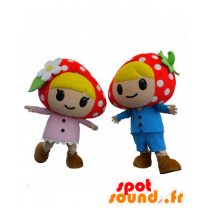 Vai Berry e mascotte, due fragole, rosa e blu - MASFR26543 - Yuru-Chara mascotte giapponese