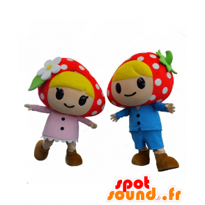 Vai Berry e mascotte, due fragole, rosa e blu - MASFR26543 - Yuru-Chara mascotte giapponese