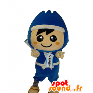 Maskot Gakky, Togakushi-ninja, klädd i blått - Spotsound maskot