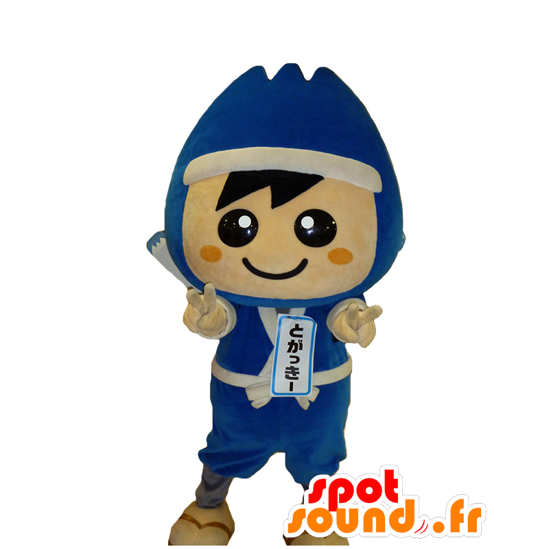 Maskot Gakky, Togakushi ninja, klædt i blåt - Spotsound maskot