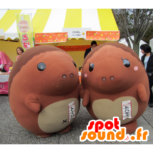 Mascottes de Toba et Topati, 2 hérissons marron - MASFR26546 - Mascottes Yuru-Chara Japonaises