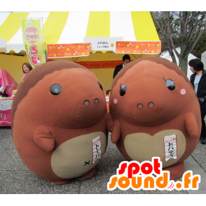 Mascottes de Toba et Topati, 2 hérissons marron - MASFR26546 - Mascottes Yuru-Chara Japonaises