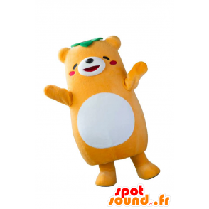 Mascotte de Kakitan, nounours orange et blanc, très jovial - MASFR26549 - Mascottes Yuru-Chara Japonaises