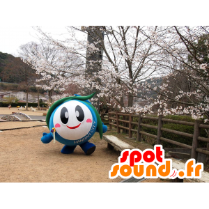 Mascot Hannan City, round man, blue, green and white - MASFR26554 - Yuru-Chara Japanese mascots