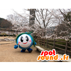 Maskot Hannan City, kulatý muž, modrá, zelená a bílá - MASFR26554 - Yuru-Chara japonské Maskoti