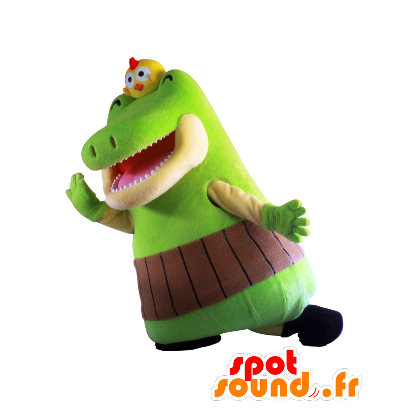 Mascot Minatogawani, vihreä krokotiili, erittäin hauska - MASFR26557 - Mascottes Yuru-Chara Japonaises