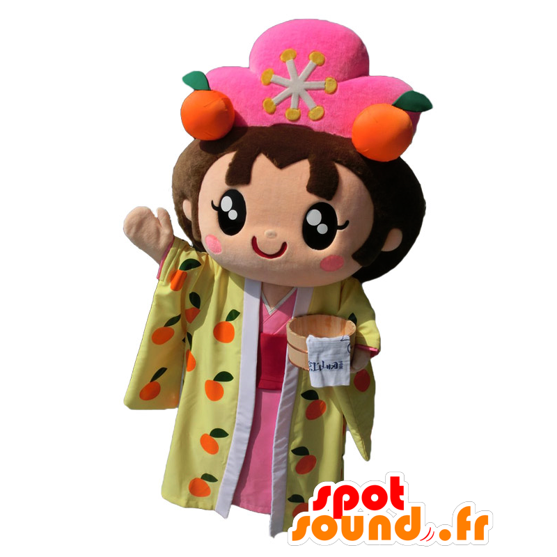 Mascot Anhime, girl with tangerines - MASFR26559 - Yuru-Chara Japanese mascots