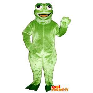 Grüner Frosch-Maskottchen lächelnd und lustig - MASFR006943 - Maskottchen-Frosch