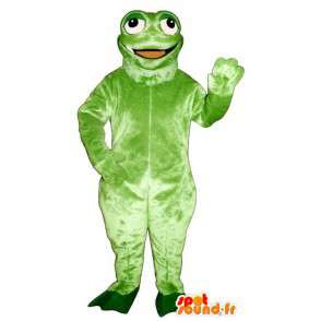 Grüner Frosch-Maskottchen lächelnd und lustig - MASFR006943 - Maskottchen-Frosch