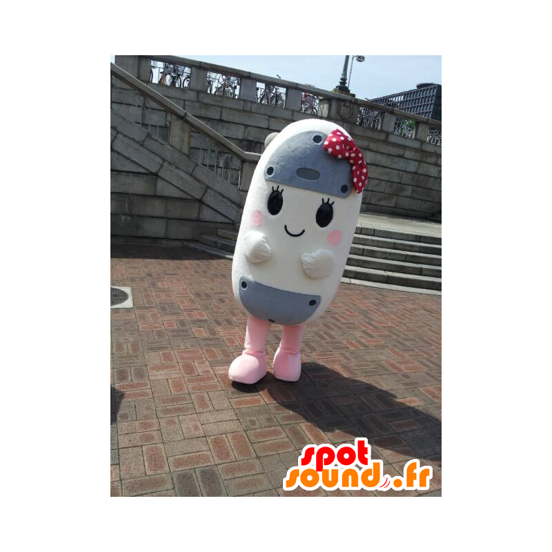 Mascot Ta TSUPU, mikä harmaa ja valkoinen kukko - MASFR26560 - Mascottes Yuru-Chara Japonaises