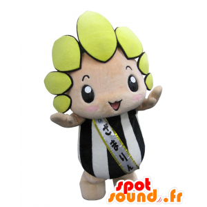 Mascot Zamarin, gele zonnebloem, zwart en wit - MASFR26563 - Yuru-Chara Japanse Mascottes