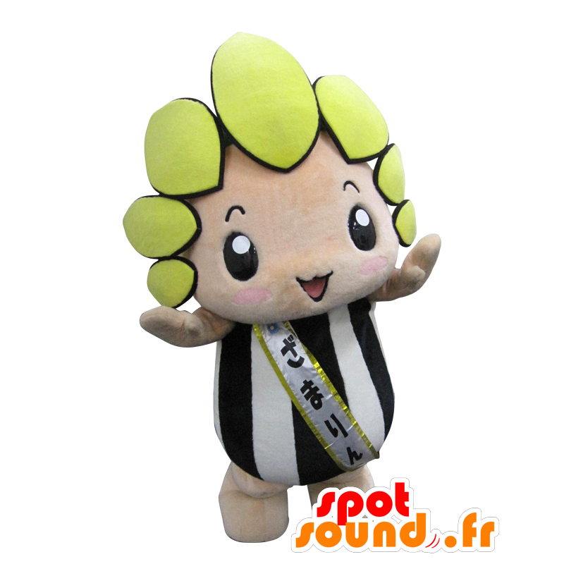 Zamarin mascot, yellow sunflower, black and white - MASFR26563 - Yuru-Chara Japanese mascots