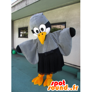 Mascotte Wu Tan, grigio cormorano, in bianco e nero - MASFR26573 - Yuru-Chara mascotte giapponese