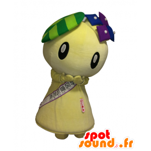 Mascota Ikumin, flor amarilla, verde y morado - MASFR26574 - Yuru-Chara mascotas japonesas