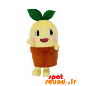 Tsupi Kusu maskot, gul blomma i en kruka - Spotsound maskot