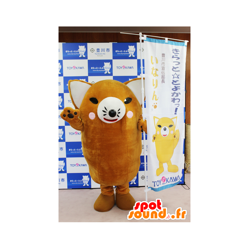 Orange und weiße Fuchs Maskottchen, mit rosigen Wangen - MASFR26581 - Yuru-Chara japanischen Maskottchen