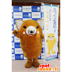 Oranje en witte vos mascotte, met rode wangen - MASFR26581 - Yuru-Chara Japanse Mascottes