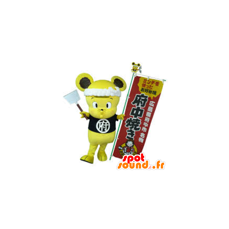 Minchu mascotte, mouse di colore giallo, cuoco - MASFR26588 - Yuru-Chara mascotte giapponese