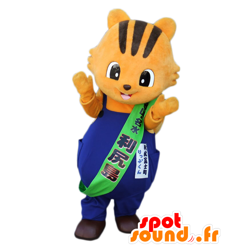 Maskot Lip-kun, orange och svart katt, tiger - Spotsound maskot