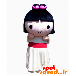Μασκότ Shidamiko-chan, κορίτσι μελαχρινή με λευκό φόρεμα - MASFR26591 - Yuru-Χαρά ιαπωνική Μασκότ
