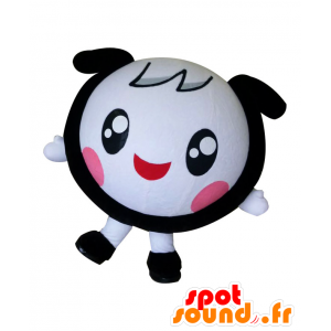 Mascot Ik-chan, wit en zwart hoofd, rond en lachend - MASFR26593 - Yuru-Chara Japanse Mascottes