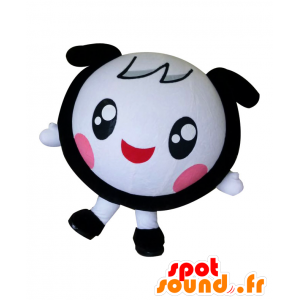 イクちゃんのマスコット、白と黒の頭、丸くて笑顔-MASFR26593-日本のゆるキャラのマスコット