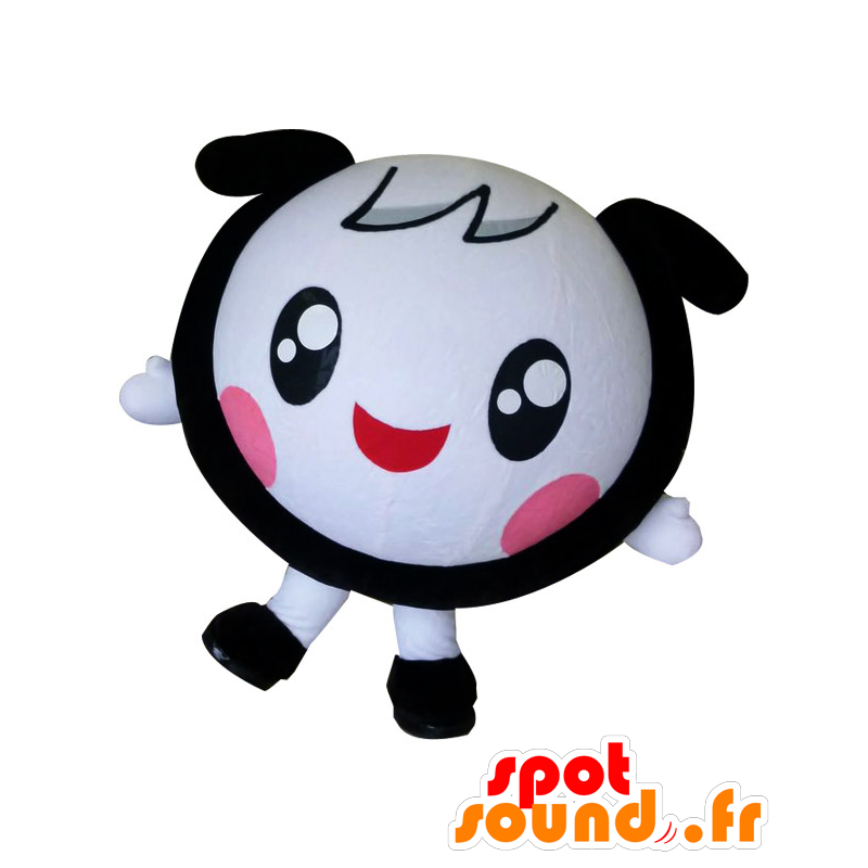 Mascotte d'Ik-chan, tête blanche et noire, ronde et souriante - MASFR26593 - Mascottes Yuru-Chara Japonaises