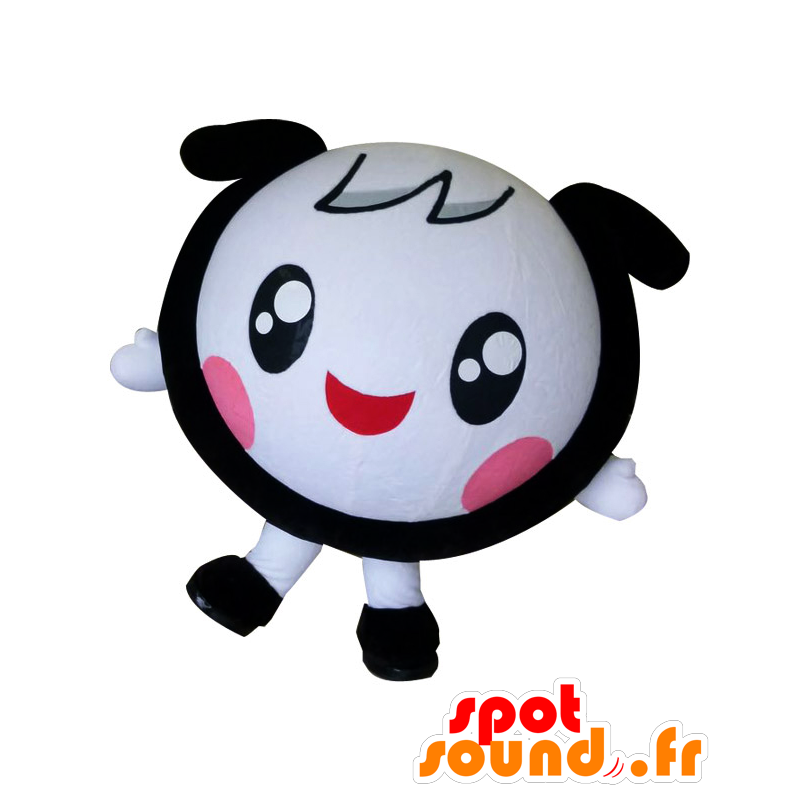 Mascot Ik-chan, wit en zwart hoofd, rond en lachend - MASFR26593 - Yuru-Chara Japanse Mascottes