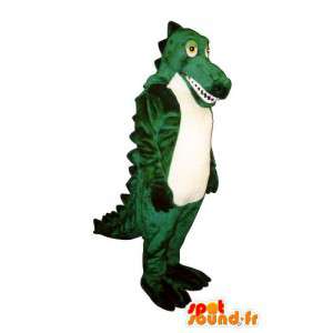 Grøn og hvid krokodille maskot - Kostume, der kan tilpasses -